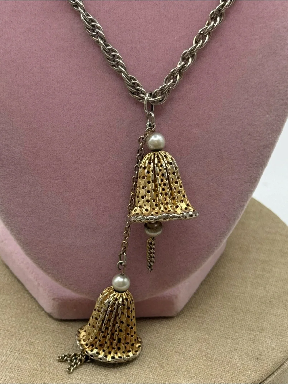 Vintage-Inspired Gold & Silver Tassel Pendant Necklace - Women Jewelry